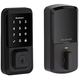lot 81662 image: Kwikset Halo Touchscreen Wi-Fi Smart Door Lock, Keyless Entry Electronic Deadbolt Door Lock, No Hub Required App Remote Control, With Smartkey Re-Key Security, Matte Black