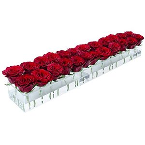 lot 81693 image: Loywree 2 Pack Flower Vase Acrylic Rectangular Floral Centerpiece For Dining Table - Total 24 Inches Long Rectangle Vase - Clear Vases For Home Decor Wedding(Flowers Not Included)
