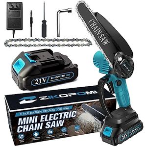 lot 81694 image: 6 Inch Small Chainsaw Cordless, Electric Chain Saw, Handheld Mini Chainsaw, Battery Powered Cordless Saw, Pruning Saw, Branch Cutter, Yard Work Power Garden Tool (One Battery&One Chain)