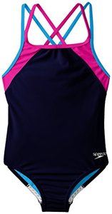 lot 81695 image: Speedo GirlS Swimsuit One Piece Solid Cross Back Multi Straps , Navy, 7