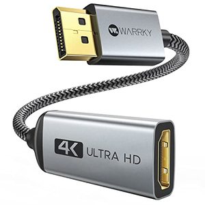 lot 81705 image: Warrky 4K Displayport To Hdmi Adapter Cable, (2K 60Hz, 1080P 120Hz) Uni-Directional Display Port To Hdmi Monitor Converter Compatible For Hp, Dell, Gpu, Amd, Nvidia, More. Male To Female. Passive
