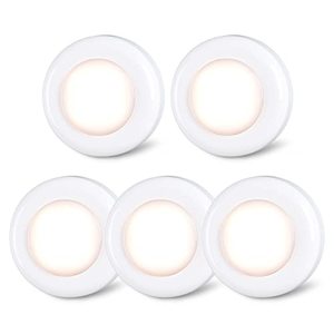 lot 81708 image: Tap Light Push Lights Star-Spangled Mini Night Touch Led Puck Lights Portable Under Cabinet Lighting Battery Operated Powered Diy Stick On Lights Wireless Closet Counter Kitchen Warm White 5Pack