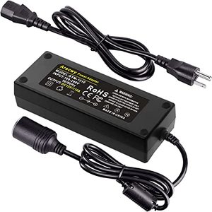 lot 81718 image: Ac To Dc Converter, 100V  240V To 12V 10A 120W, Car Cigarette Lighter Socket AcDc Power Supply Adapter Transformer For Tire Inflator, Car Refrigerator, Car Vacuum Cleaner, And Other Car Devices