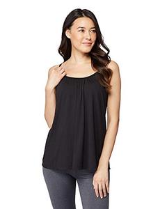 lot 81723 image: 32 Degrees Cool Womens Shirred Flowly Relaxed Lounge Built-In Cups Shelf Bra Tank Cami, Black, Medium
