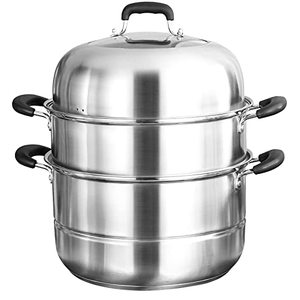 lot 81730 image: Mano Steamer Pot For Cooking 11.8 Inch Steam Pots With Lid 2-Tier Stainless Steel Steaming Pot Multipurpose Cookware With Handle For Vegetable, Dumpling, Stock, Sauce, Food