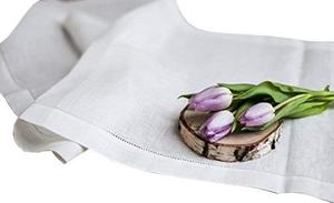 lot 81734 image: 100% Slub Cotton Table Runner 16X72 With Mitered Corners For Indoor Or Outdoor Parties, Family Dinners Or Gatherings & Everyday Use -White