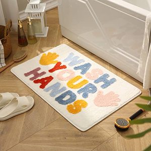 lot 81741 image: Butotou Funny Bathroom Mat Cute Bath Rugs Non-Slip For Kids Bathroom Rugs Absorbent Modern Microfiber-Wash Your Hands