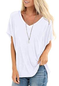 lot 81745 image: Summer Tops For Women V Neck Dolman Tshirts Boho Peasant Blouses White L