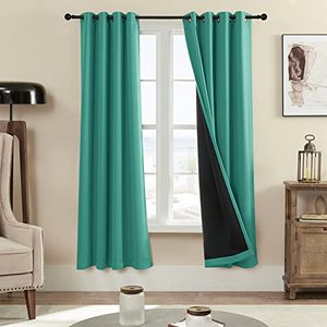 lot 81763 image: Rutterllow 100% Blackout Curtains For Bedroom 52Wx72L Inch, Energy Efficiency Full Shading Window Curtain Panels, Heat And Light Blocking Soundproof Draperies For Living RoomCafe (1 Pair, Turquoise)