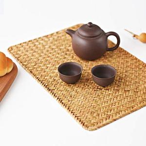 lot 81767 image: 4 Pack Rectangular Woven Placemats, Natural Seagrass Place Mats, 17 X 12, Rattan Wicker Table Mats For Dining Table
