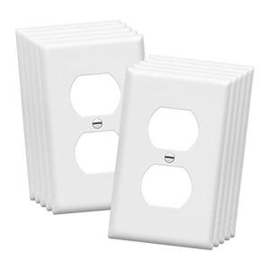 lot 81768 image: Enerlites Duplex Wall Plates Kit, Electrical Outlet Covers, Standard Size 1-Gang 4.50 X 2.76, Unbreakable Polycarbonate Thermoplastic, Electric Receptacle Plug Covers, 8821-W-10Pcs, White, 10 Pack