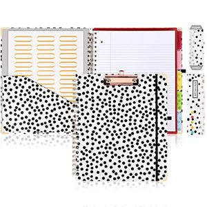 lot 81771 image: Eyrozill Spiral Notebook 8.5 X 11 Clipboard With Storage Journal Notebook 5 Subject Notebook Hardcover Tab Dividers With Pockets 160PagesRuler