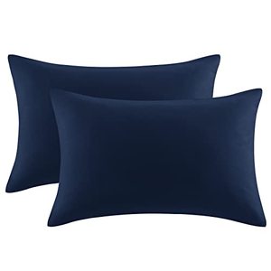 lot 81780 image: Aisbo King Size Pillow Cases Set Of 2 - Navy Blue King Pillowcase 2 Pack With Envelope Closure, Soft Brushed Microfiber Bed Pillow Case Cover, 20X36 Inches