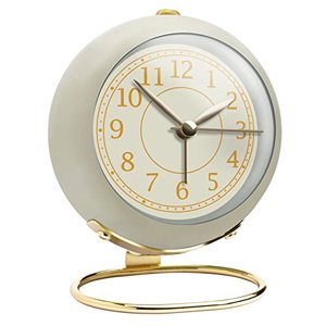 lot 81781 image: Rohome Alarm Clock, Retro Tabletop Clock With Night Light For Shelf Desk Kitchen Bedroom Beside, Decorative Silent Non-Ticking Battery Desktop Clock For Kids Students Gifts (White)