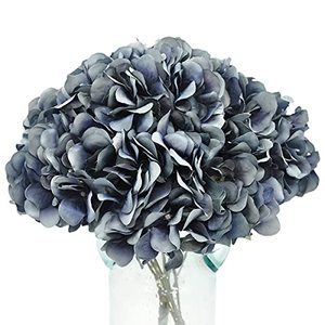 lot 81792 image: Blooming Paradise 5 Artificial Fake Flowers Plants Silk Hydrangea Arrangements Wedding Bouquets Decorations Plastic Floral Home Kitchen Garden Party Festival Bar Diy(Grey5 Flower Heads)