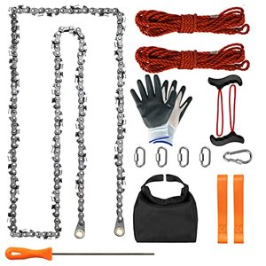 lot 81797 image: Sensilin Rope Saw For Tree Limbs, 55 Inch Rope Chain Saw With 70 Sharp Teeth  46 Feet Ropes Kit, Rope Saw Tree Saw High Limb Rope Chainsaw, Pocket Chainsaw