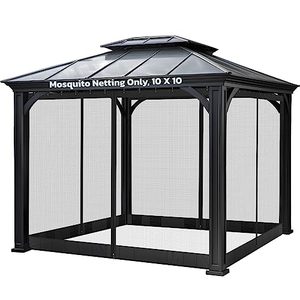 lot 81801 image: Outdoor Net For Patio And Garden, Screen House For Camping And Deck, 4-Panel Netting Walls, Gazebo Screenroom With Zippered Mesh Sidewalls, Fits 10X10 Gazebo (Black)