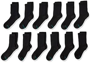 lot 81805 image: Hanes Medium-Shoe Size 9-2.5 Boys, Double Tough Cushioned Crew Socks, 12-Pair Packs, Black