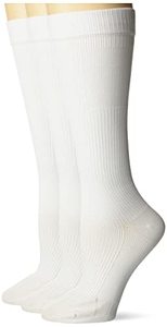 lot 81807 image: Dr. SchollS WomenS Travel Compression Knee High Socks - 3 Pair Packs - Energizing Comfort And Fatigue Relief, White, 4-10