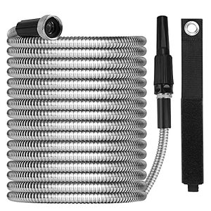 lot 81811 image: Metal Garden Hose 100Ft With Super Tough And Soft Water Hose, Household Stainless Steel Hose, Durable Metal Garden Hose With Adjustable Nozzle, No Kinks And Tangles, Easy To Store With Storage Strap