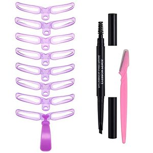 lot 81816 image: Eyebrow Stencil,12 Eyebrow Shaper Kit,Reusable Eyebrow Template With Strap & Eyebrow Razor,Washable,For Beginners And Professionals With 1 Eyebrow Pencil (Black)