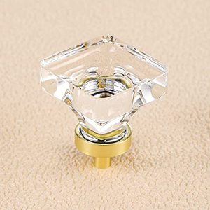 lot 82212 image: Coolnews 8 Pack Crystal Glass Drawer Knobs Brushed BrassGold Cabinet Knobs Square Dresser Knobs And Pulls For Kitchen Cupboard 1-38 Inch