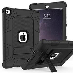 lot 82218 image: Timism Case For Ipad Air 2Nd Generation 2014, Ipad Air 2 Case With Kickstand, 3 In 1 Heavy Duty Shockproof Hybrid Three Layer Protective Cover For Ipad Air 2 A1566,A1567 (Black)