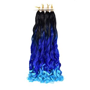 lot 82219 image: 8-Pieces Of French Curl Braiding Hair Loose Wavy Braiding Hair Wavy Synthetic Braiding Hair For Black Women Crochet Braids Hair Extensions(BlackSapphire BlueSky Blue)