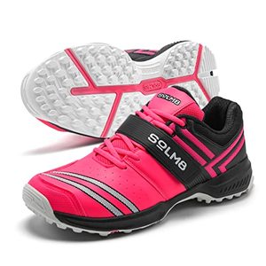 lot 82231 image: Solm8 S8 Cricket Shoes - Spikeless Rubber Cleats For Turf And Field, Gel Cushioned Insole, 2023 New Edition Hot Pink Black