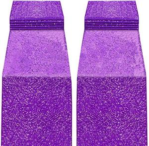 lot 82245 image: Yuboo Purple Sequin Table Runners, 2 Pack Glitter 12X108 Table Cloth Party Supplies For BirthdayGraduationWeddingBridalBaby ShowerCandy Buffet Party Supplies Decorations