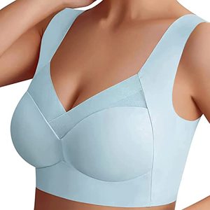 lot 82248 image: Jcbaba Comfortable Wirefree Shaper Bra For Women 2023 New Push Up Full Back Coverage Wirefree Bra Hide Back Fat Seamless Soft Bra Deep Cup Blue Xl 1Pc