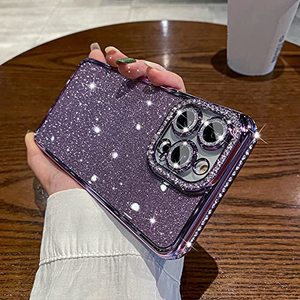 lot 82259 image: Mowime Glitter Case Compatible With Iphone 14 Pro Max Non-Yellowing Camera Lens Screen Protector Purple Gold Slim Thin Bling Sparkle Cute Shockproof Phone Case For Women,6.7 Inch,Shiny Clear
