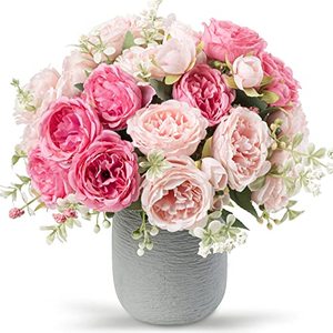 lot 82262 image: Artificial Peonies Silk Flowers, Pink Faux Peony Bouquet 4 Bundles Florals Arrangements Decor For Farmhouse Home Boho Wedding Table Centerpiece, Fake Plastic Flower Bulk For Vase Decoration (Mix Pink)