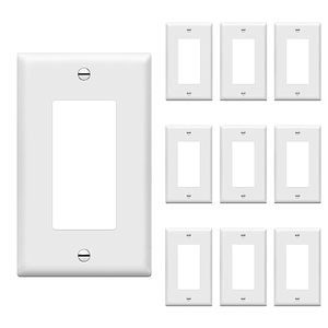 lot 82269 image: Enerlites Decorator Light Switch Or Receptacle Outlet Wall Plate, Size 1-Gang 4.50 Inches X 2.76 Inches, Unbreakable Polycarbonate Thermoplastic, 8831-W-10Pcs, White (10 Pack), Ul Listed