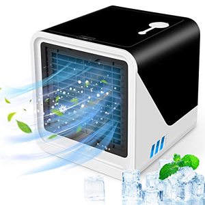 lot 82285 image: Portable Air Conditioner, Small Air Conditioner Without Fan Blade And Outdoor, Personal Air Cooler With 3 Wind Speeds, Usb Port And 7 Color Lights Mini Air Cooler With 500Ml Water Tank For Office