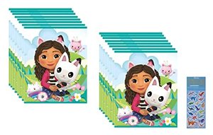 lot 82290 image: Gabbys Dollhouse Birthday Party Supplies Bundle Pack Includes Party Favor Loot Bags And 1 Esave Dinosaur Sticker Sheet - 16 Loot Bags