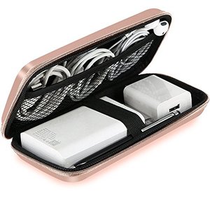 lot 82342 image: Imangoo Shockproof Carrying Case Hard Protective Eva Case Impact Resistant Travel 12000Mah Bank Pouch Bag Usb Cable Organizer Earbuds Pocket Accessory Smooth Coating Zipper Wallet Rose Gold