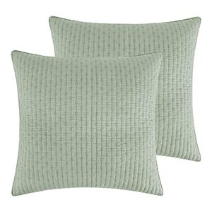 lot 82364 image: Levtex Home - Cross Stitch - 100% Cotton - Euro Sham (26X26In.) Set Of 2 - Desert Sage Sham With Matching Stitching