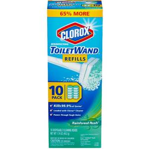 lot 3644 image: Clorox ToiletWand Disinfecting Refills Disposable Wand Heads Rainforest Rush 10 Count