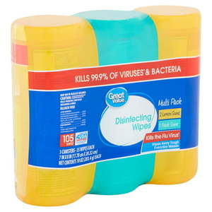 lot 3652 image: Great Value Disinfecting Wipes Multi Pack, 35 count, 10 oz, 3 pack