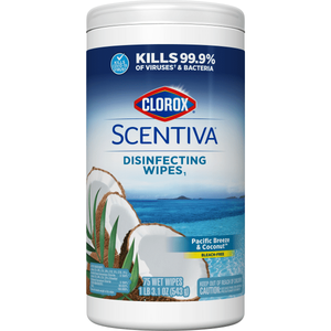lot 3657 image: Clorox Scentiva Bleach-Free Cleaning Wipes Pacific Breeze and Coconut 75 Count