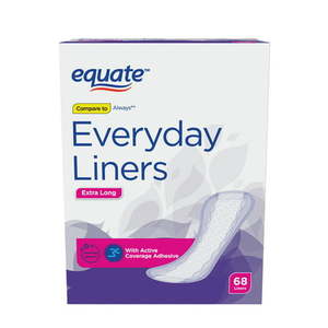 lot 3668 image: Equate Everyday Liners Extra Long Unscented 68 ct