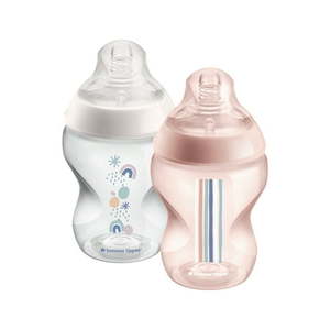 lot 3670 image: Tommee Tippee Closer to Nature Baby Bottles  9oz 2 Count  Breast-Like Nipples with Anti-Colic Valve