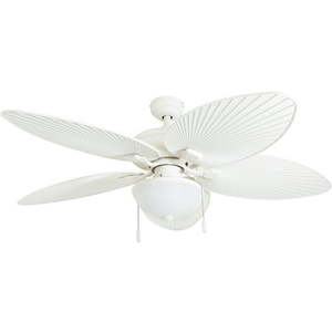 lot 1659 image: Honeywell Inland Breeze 52 White Outdoor LED Ceiling Fan with Light Plastic Wicker Blades