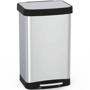 lot 1668 image: 14.5 Gal.55 Liter Rectangle Step-On Stainless Steel Trash Can for Kitchen