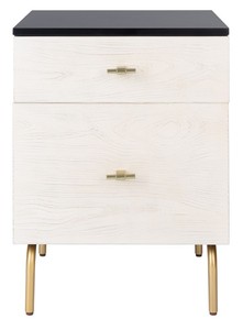 lot 2383 image: Safavieh Genevieve Mid-Century 2 Drawer Nightstand BlackWhite Washed