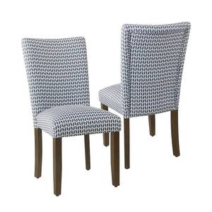 lot 2384 image: HomePop Classic Parsons Dining Chair - Blue Geometric (Set of 2)