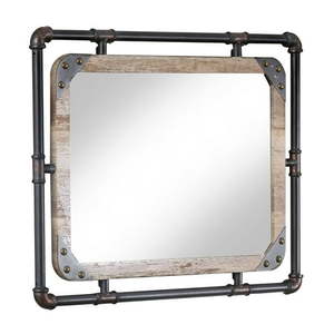 lot 2386 image: Furniture of America Revo Industrial 31-inch Metal Wall Mirror Natural Copper Antique Natural Finish Vertical Wall Mirror Bathroom-Vanity- Retail $189.99