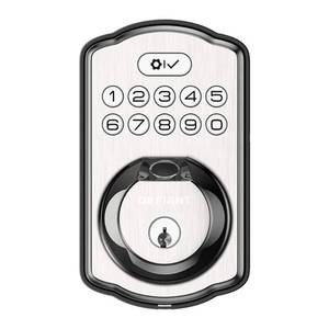 lot 1630 image: Defiant Single Cylinder Castle Electronic Deadbolt Satin Nickel with Biometric Fingerprint and Keypad