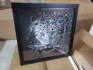 lot 2371 image: American Flat 19x19 Black Framed Jungle Cat Picture